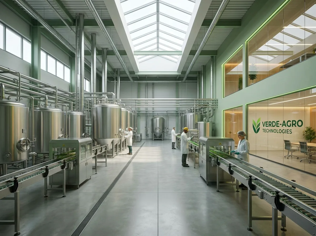 Interior de una planta de procesamiento agroindustrial