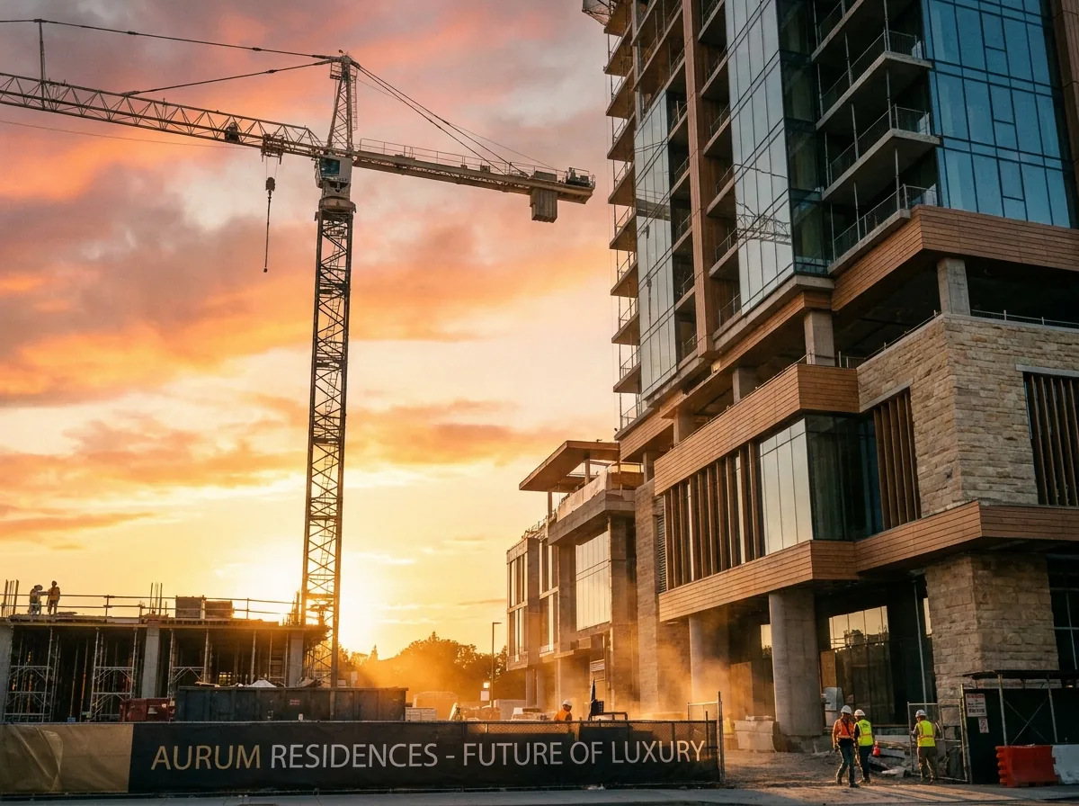 Grúa torre en obra de construcción de un proyecto de real estate