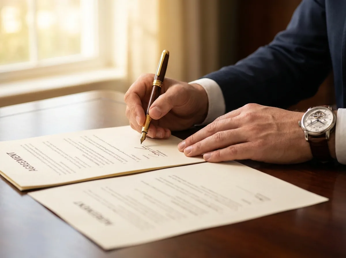 Firma de un contrato de venta de empresa