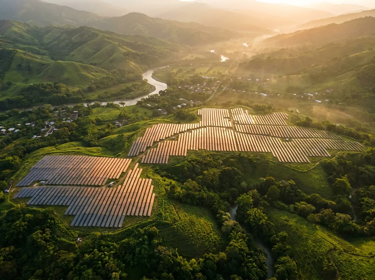 Parque solar en el paisaje colombiano
